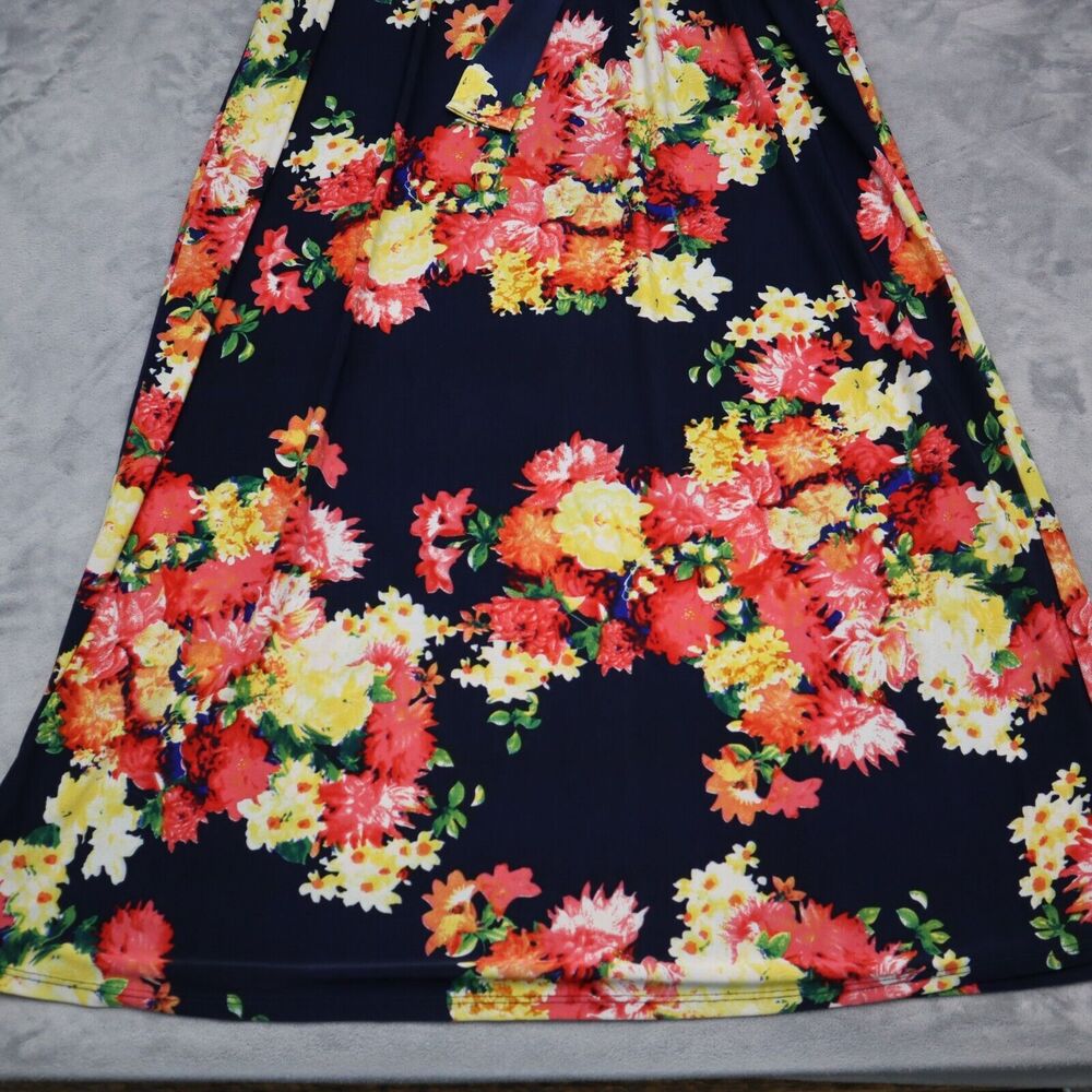 Wanna B Dress Womens L Multicolor Short Sleeve Floral Print Maxi Pullover - Picture 11 of 16